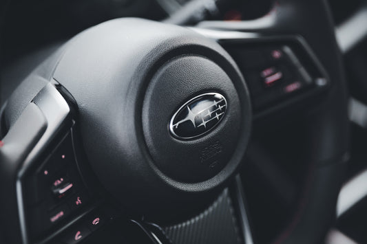 a close up of a steering wheel