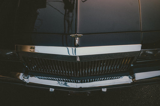 a close up of the front end of a car