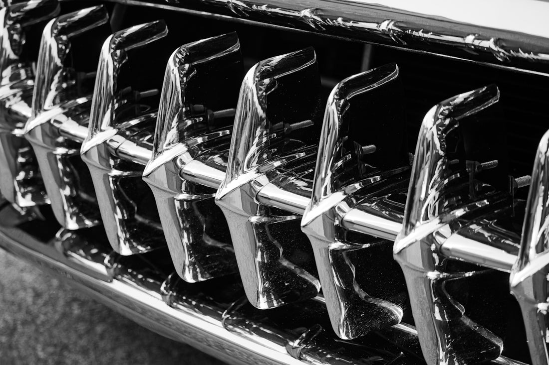 Close-up of a vintage car grille