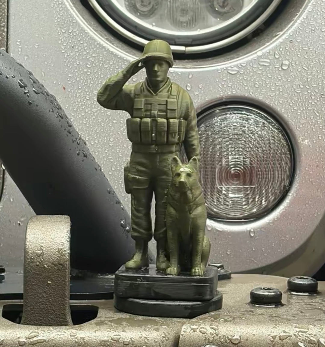BIG Army Soldier & K9 Magnetic Emblem for Jeep – Military Tribute Dash or Grille Accent